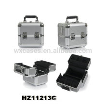 silver small aluminum cosmetic case with 4 trays inside hot sales